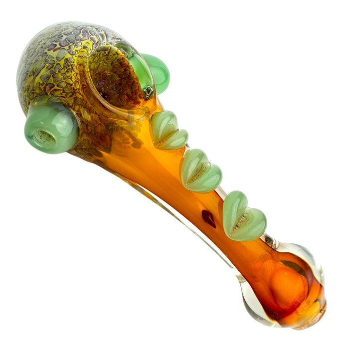 5" Pointed Fumed 3 Button - Glass Hand Pipe (Assorted Colors)