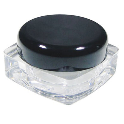 5g Clear Square Plastic Jar W/ Black Cap