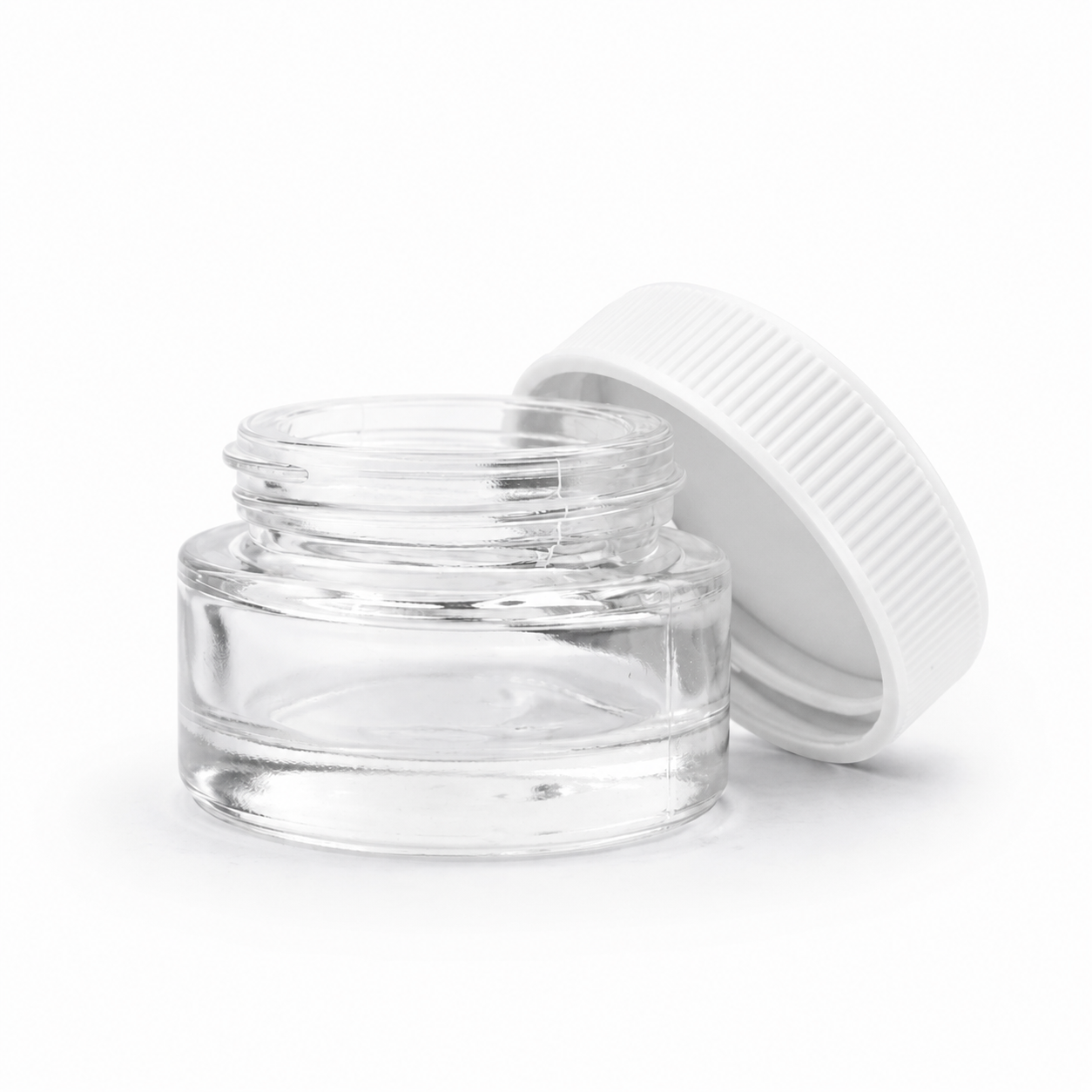 5mL White Plastic Top Clear Glass Jar - Lo Pro