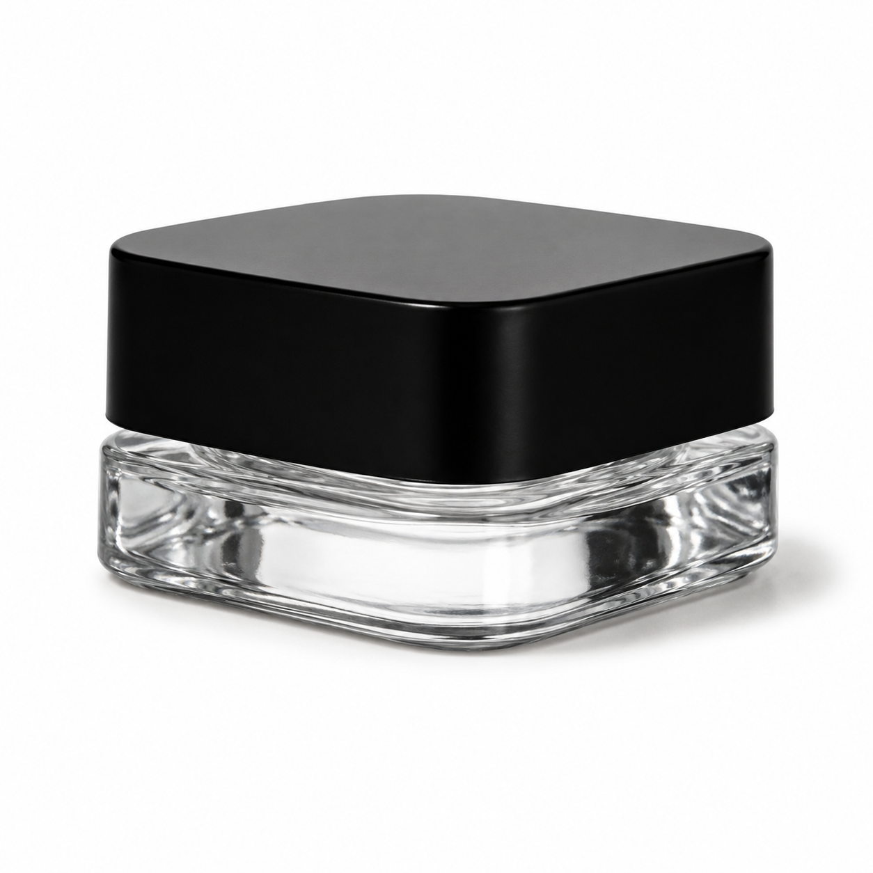 5ml Cube (Qube) Child Resistant Clear Glass Jar with Black Cap