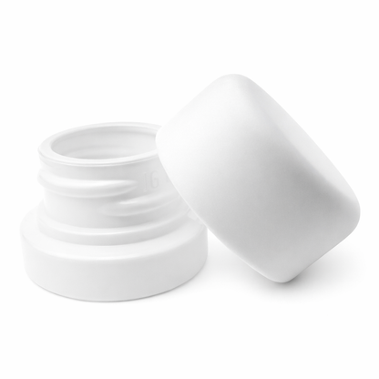 5ml Polished White Child Resistant Glass Jar with Matte White Round Cap - Lo Pro