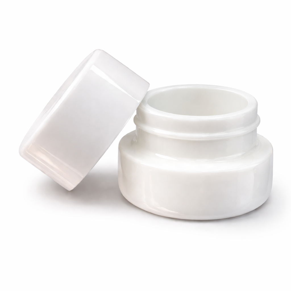 5ml White UV Child Resistant Glass Jar with White Cap - Lo Pro