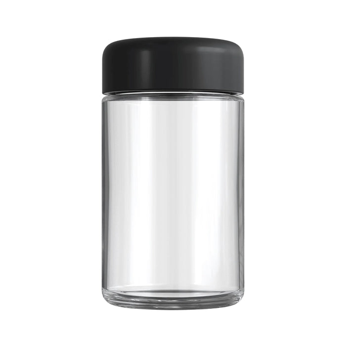 5oz Matte Black Round Cap Clear Child Resistant Glass Jar