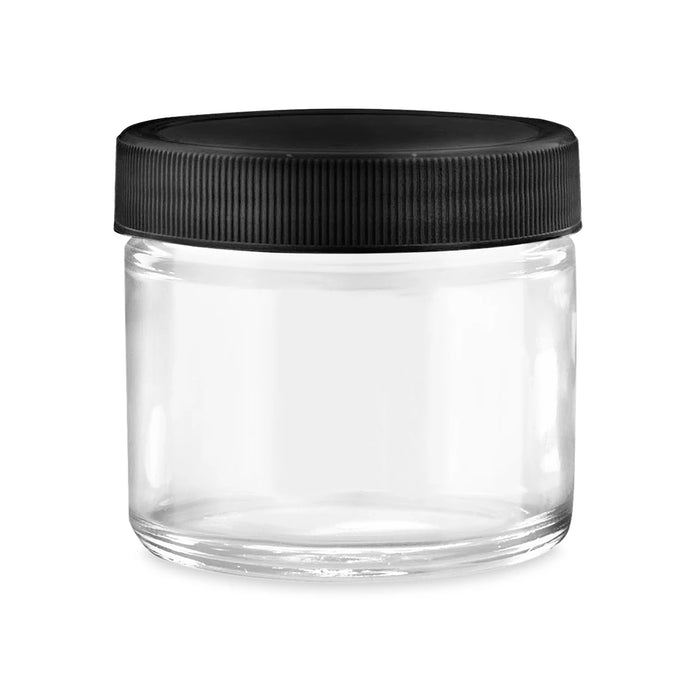 60mL (2oz.) Clear Plastic Child Resistant Jar Container with Black Cap