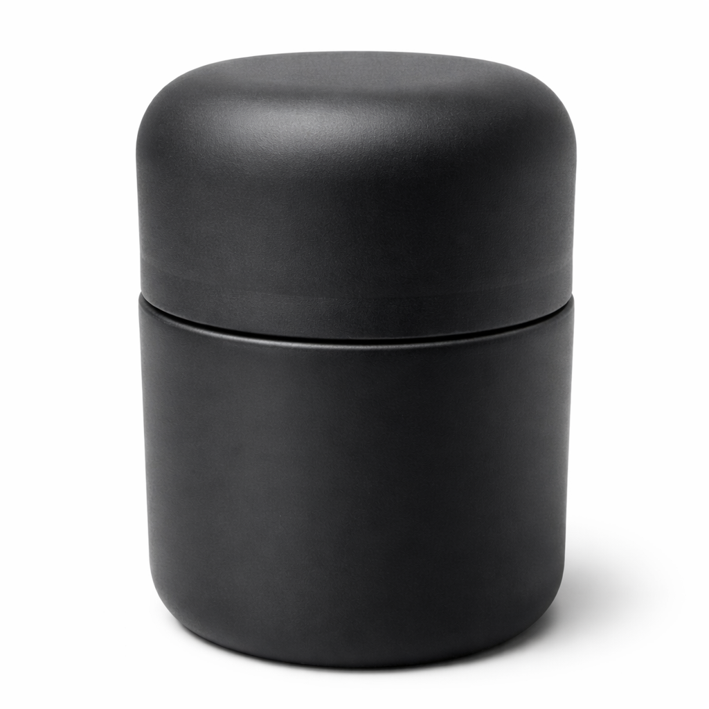 60ml (2oz) Matte Black Round (Bullet) Child Resistant Jar with Black Cap