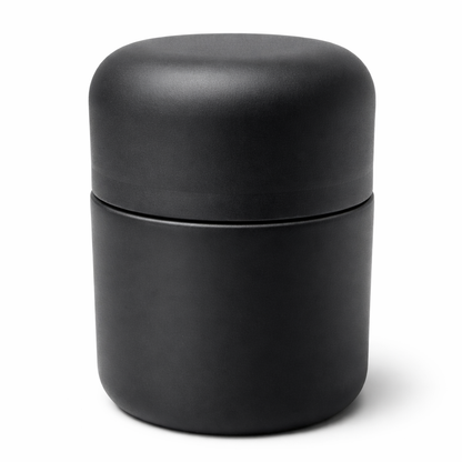 60ml (2oz) Matte Black Round (Bullet) Child Resistant Jar with Black Cap