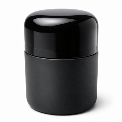 60ml (2oz) Matte Black Round (Bullet) Child Resistant Jar with Glossy Black Cap