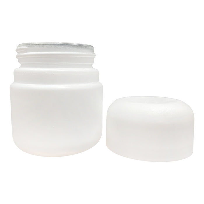 60ml (2oz) Matte White Round (Bullet) Child Resistant Jar with White Cap