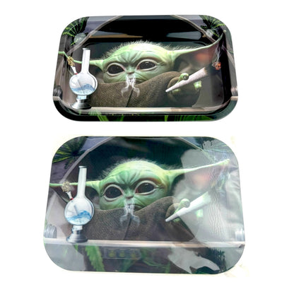 3D Medium Metal Rolling Tray With Magnetic Lid 6" x 9"