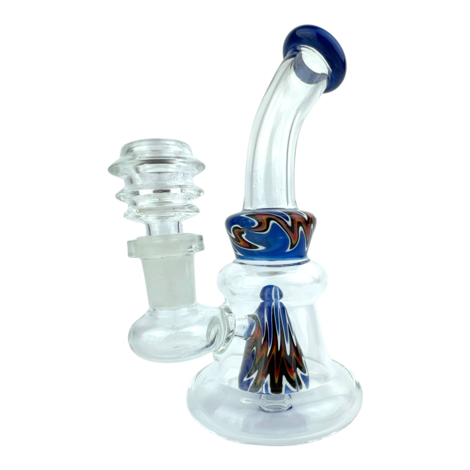 6” Mini Color Wigwag Cone Perc Glass Water Pipe (Assorted Colors)