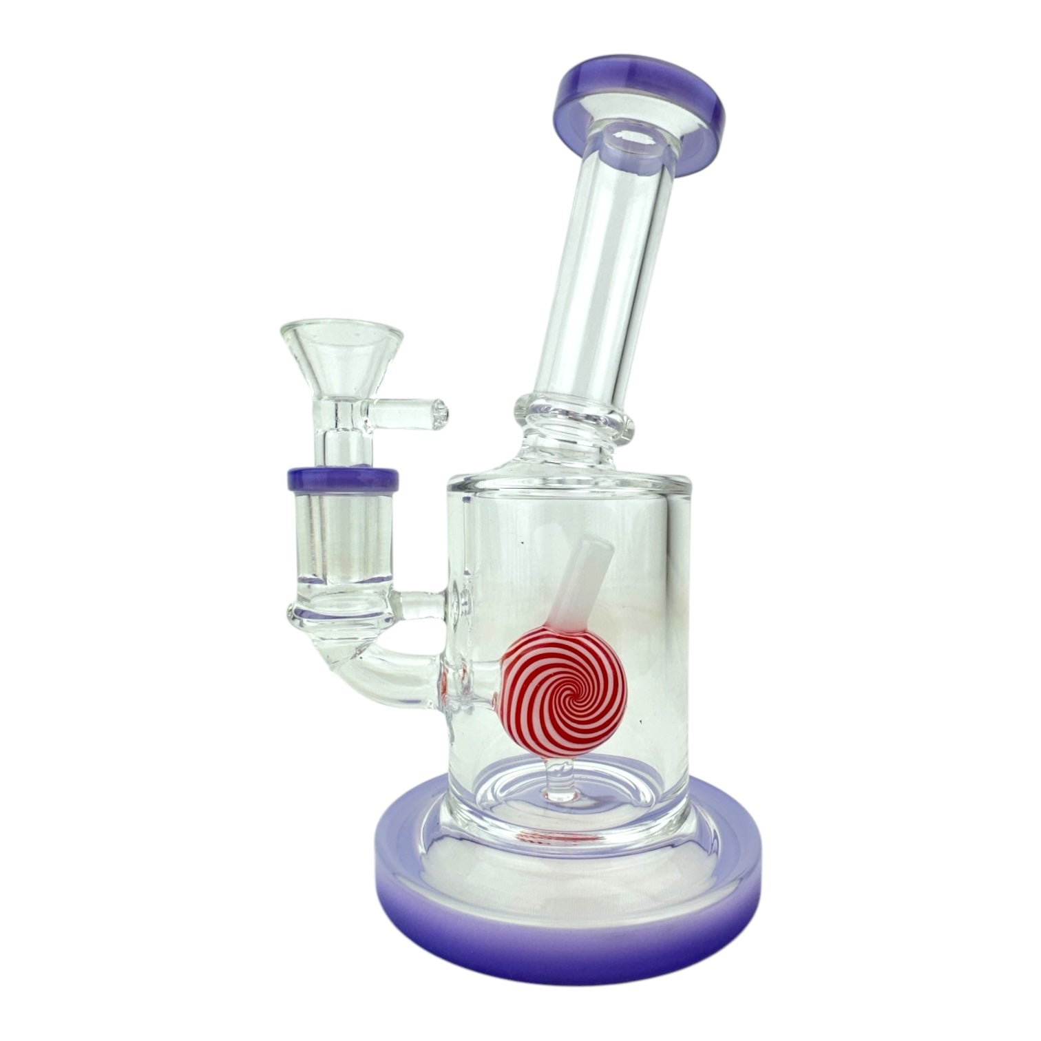 7" Lollipop Cylinder Bent Neck Glass Water Pipe (Assorted Colors)