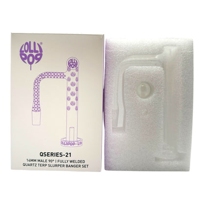 Lollipop QSeries 21 | 14mm Male 90° | Fully Welded Quartz Terp Slurper Banger Set - QZ 121