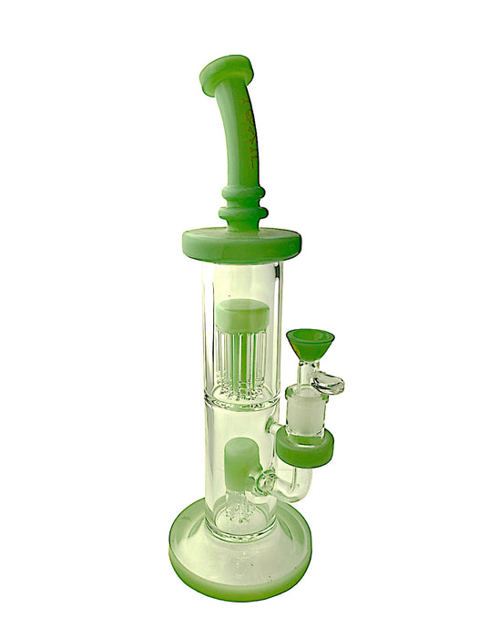 12" TX15 Toxic Double Tree Perc Rig Water Pipe by MK 100 Glass