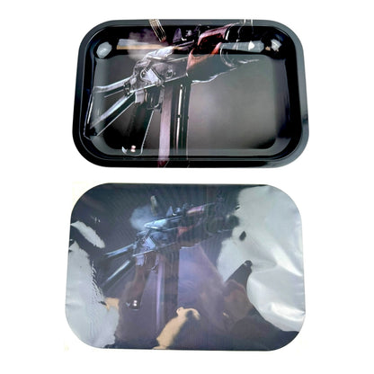 3D Medium Metal Rolling Tray With Magnetic Lid 6" x 9"