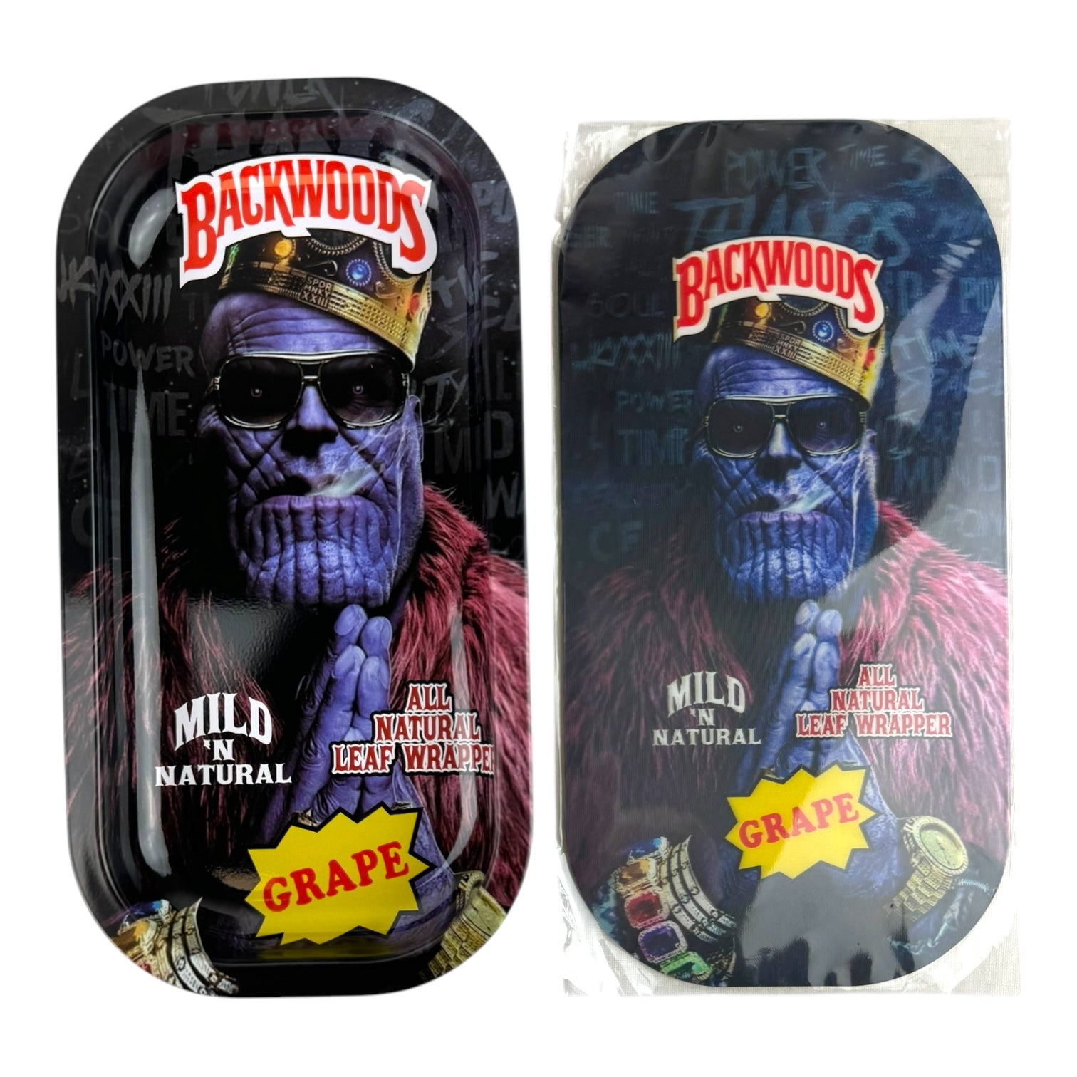 BW 3D Small Metal Rolling Tray With Magnetic Lid 8" X 4"