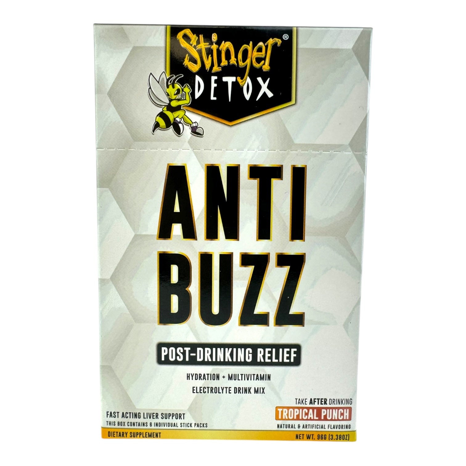 Stinger Detox Anti-Buzz Post Drinking Relief - Tropical Punch (6 Packs)