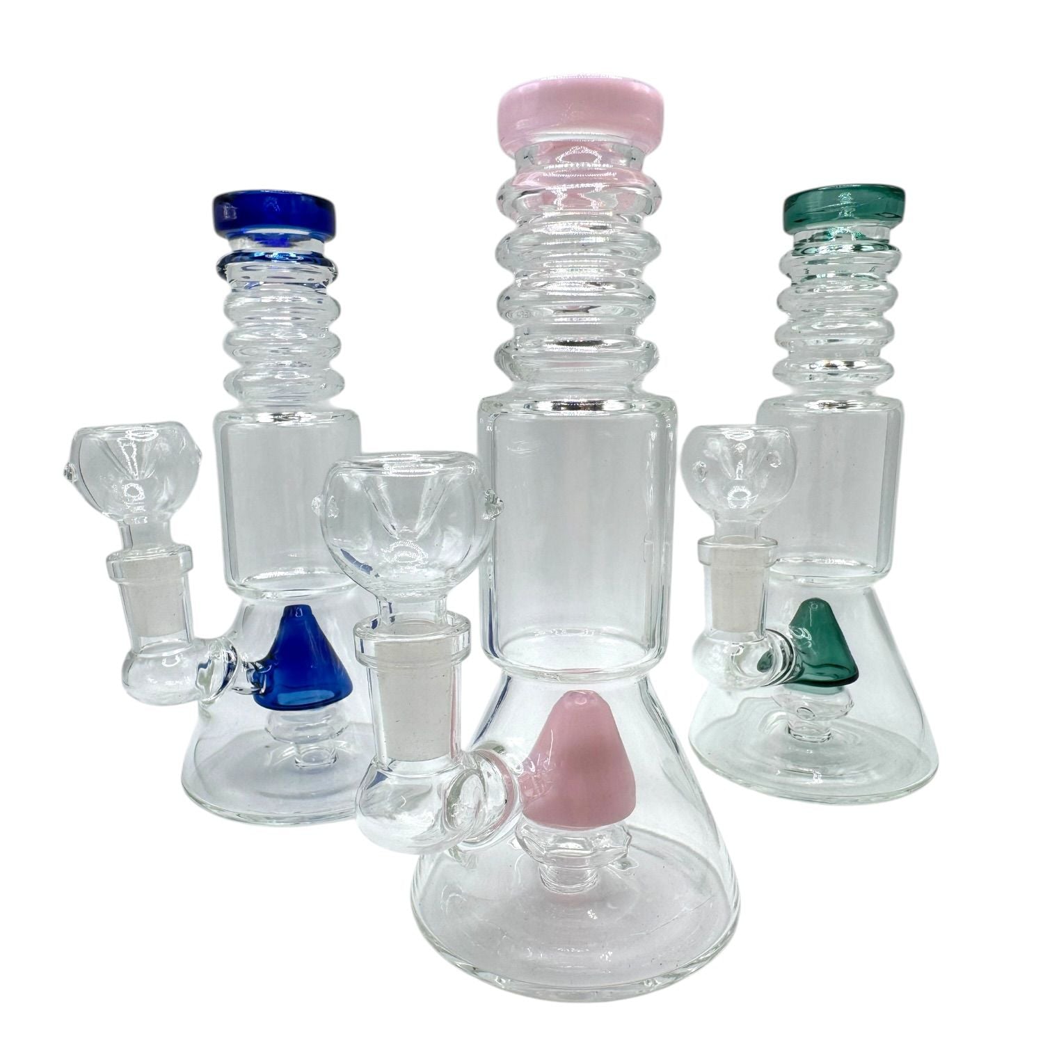 6" Glass on Glass Color Pyramid Perc Water Pipe 110/MC