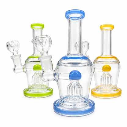 6" Glass on Glass Color Tree Perc Water Pipe