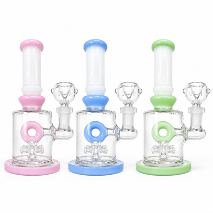 6" Glass on Glass Donut Color Perc Water Pipe