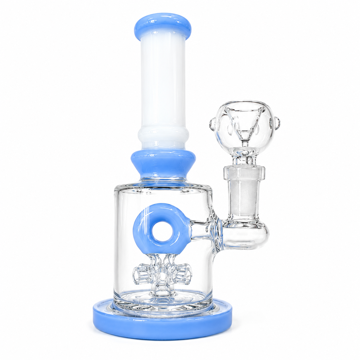 6" Glass on Glass Donut Color Perc Water Pipe