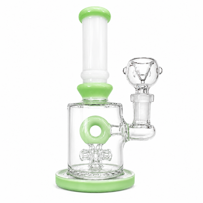6" Glass on Glass Donut Color Perc Water Pipe