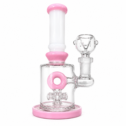 6" Glass on Glass Donut Color Perc Water Pipe