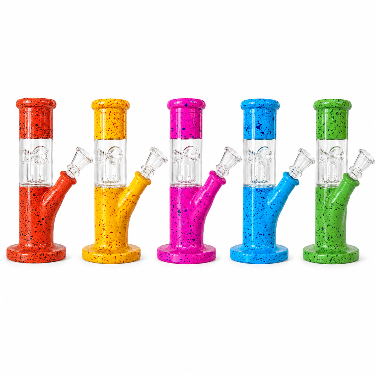 6" Glass on Glass with Perculator Straight Water Pipe - Assorted Colors