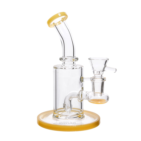 6" Yellow Clear Glass Bent Neck Water Pipe