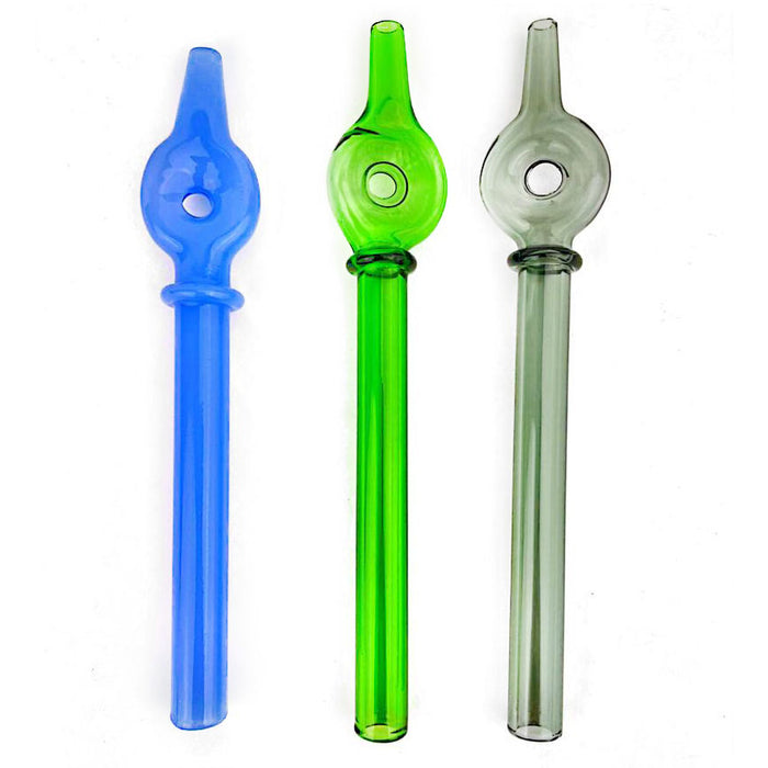 6" Small Donut Straw Glass Nectar Collector - Assorted Colors