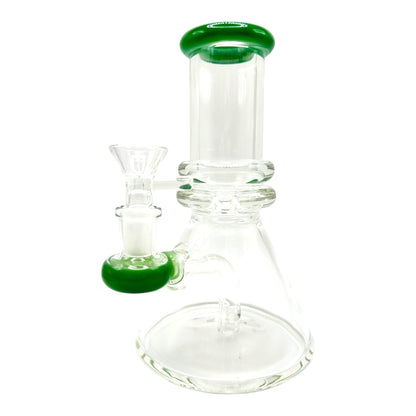 6" Double Ring Beaker Thick Glass Water Pipe "WP - 5158" (Assorted Colors)