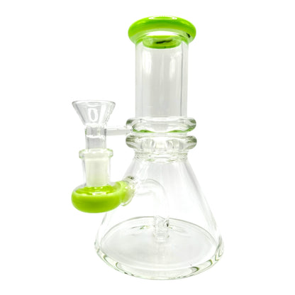 6" Double Ring Beaker Thick Glass Water Pipe "WP - 5158" (Assorted Colors)