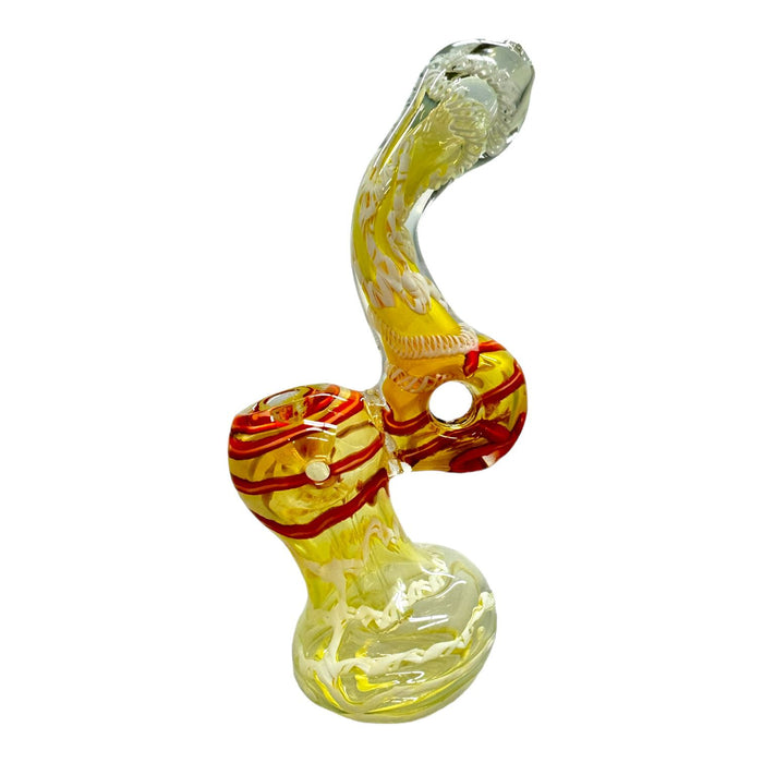 6" Fumed WigWag Donut Glass Bubbler (Assorted Colors)