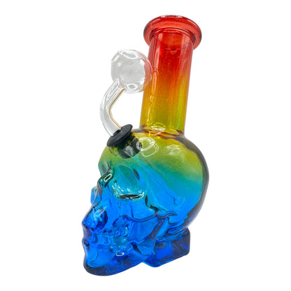 6" Skull Oil Burner Glass Water Pipe "DA-037BO" (Assorted Colors)