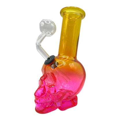 6" Skull Oil Burner Glass Water Pipe "DA-037BO" (Assorted Colors)