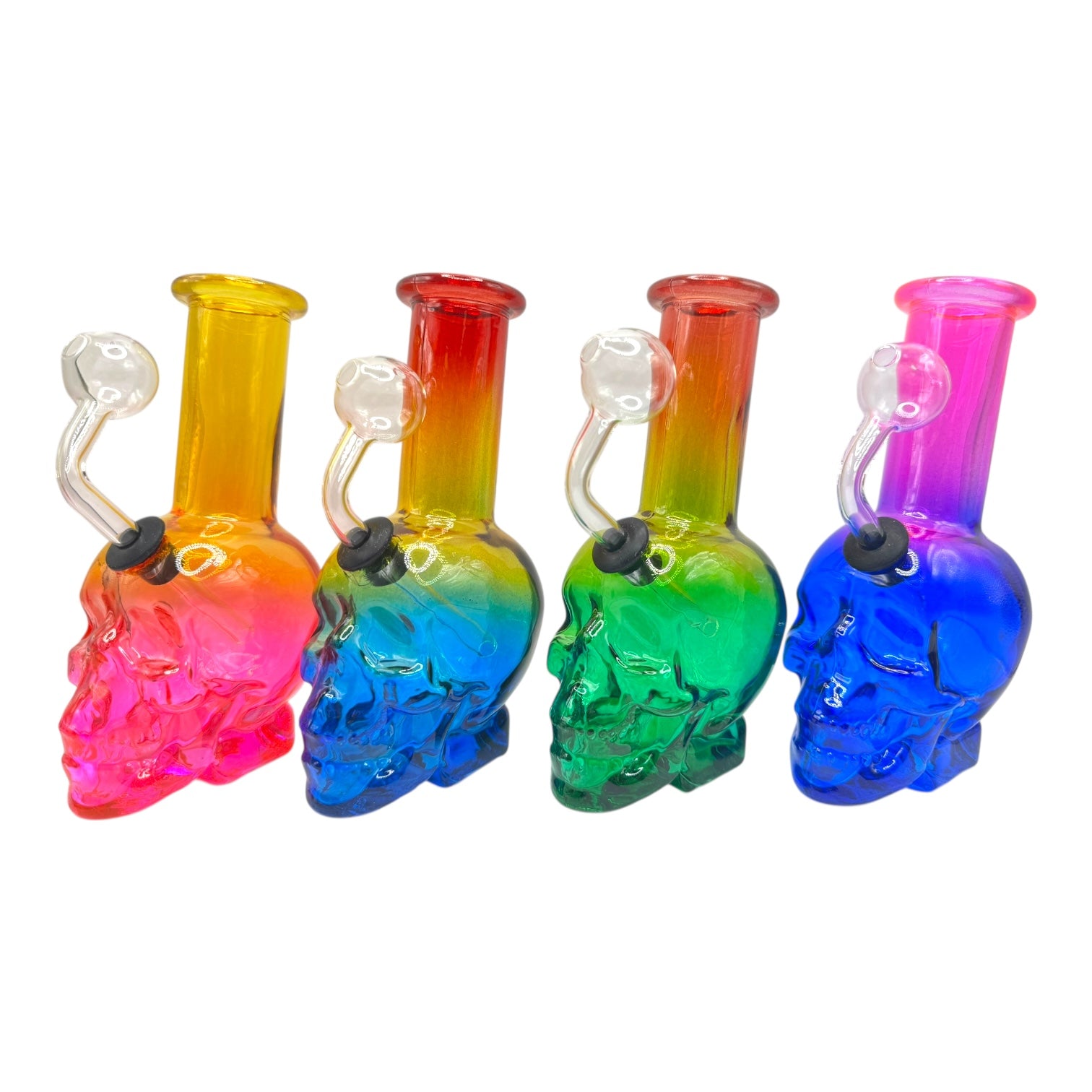 6" Skull Oil Burner Glass Water Pipe "DA-037BO" (Assorted Colors)