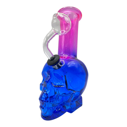 6" Skull Oil Burner Glass Water Pipe "DA-037BO" (Assorted Colors)