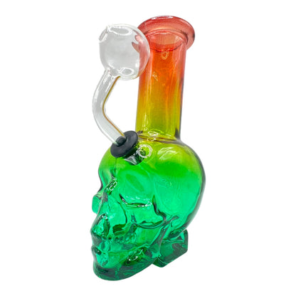 6" Skull Oil Burner Glass Water Pipe "DA-037BO" (Assorted Colors)