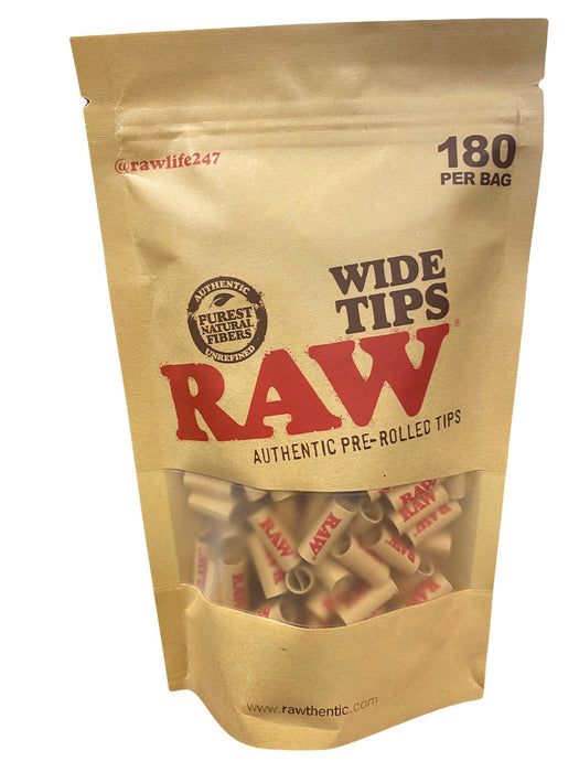 Raw Authentic Pre-Rolled Tips - 180 Per Bag