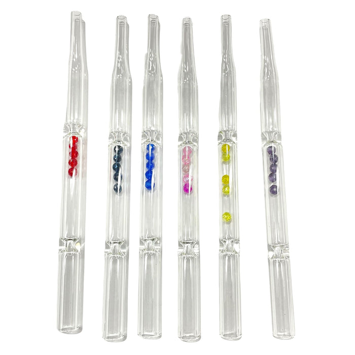 7.5" Nectar Collector Glass Straw Tube w/ Diamond Beads - Assorted Colors