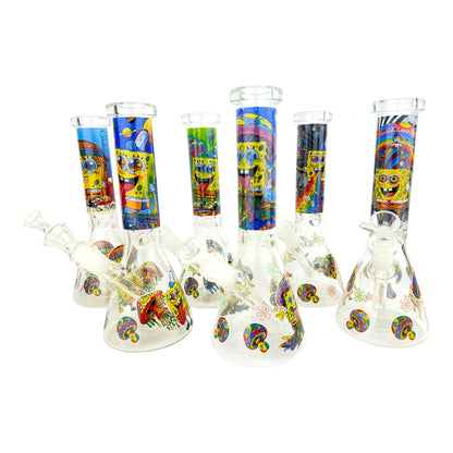 10" Sponge Character Beaker Glass Water Pipe (Assorted)