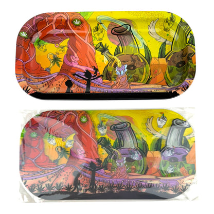 3D Small Metal Rolling Tray With Magnetic Lid 8" X 4"