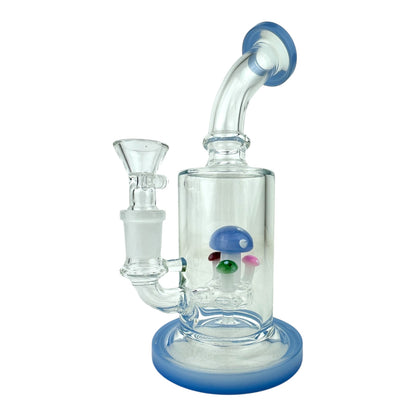 7" Mushroom Cylinder Bent Neck Glass Water Pipe