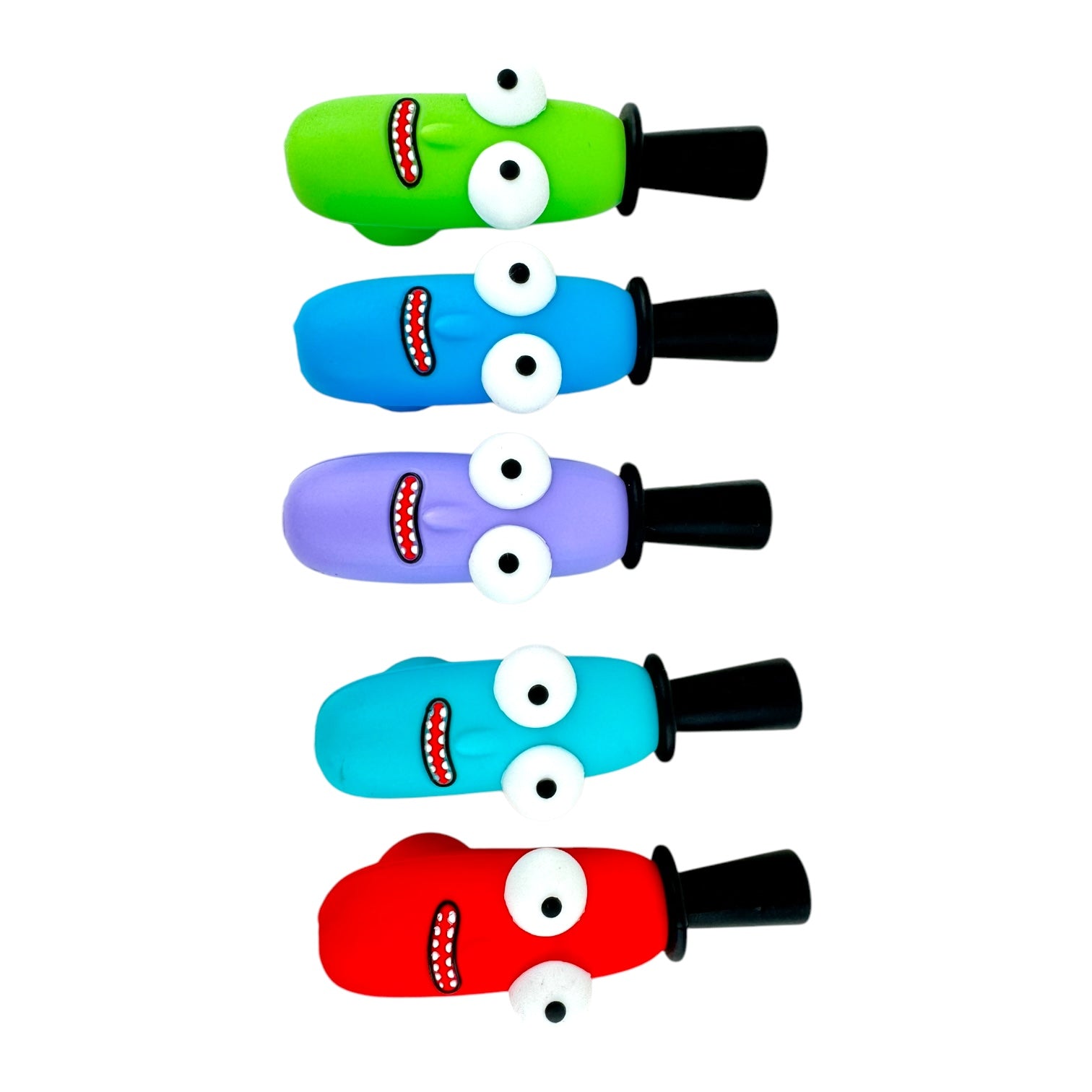 4" Cartoon Face Hat Silicone Hand Pipe with Glass Bowl - Assorted Colors