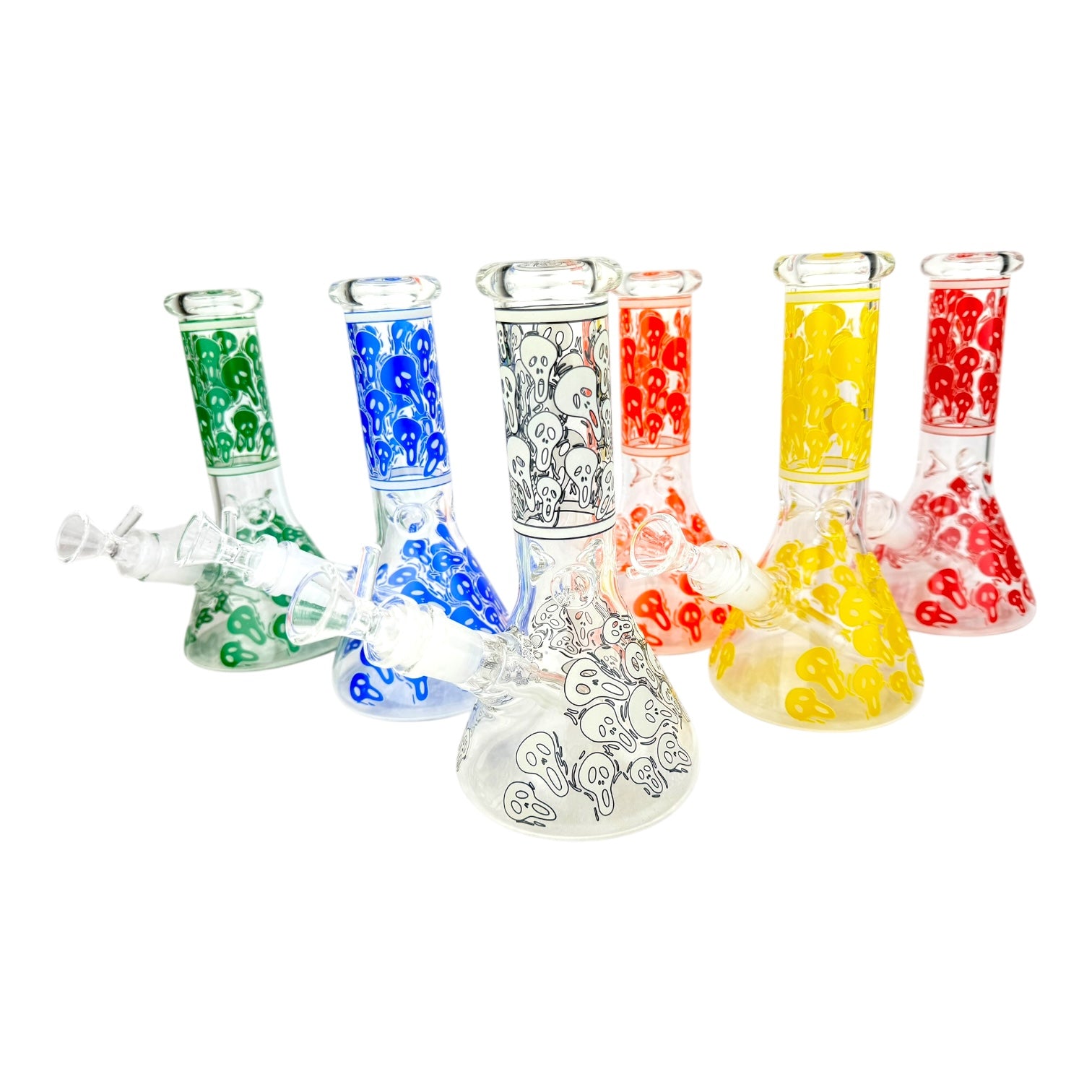 8" Ghost Glow In The Dark Beaker Glass Water Pipe "WP-5141"