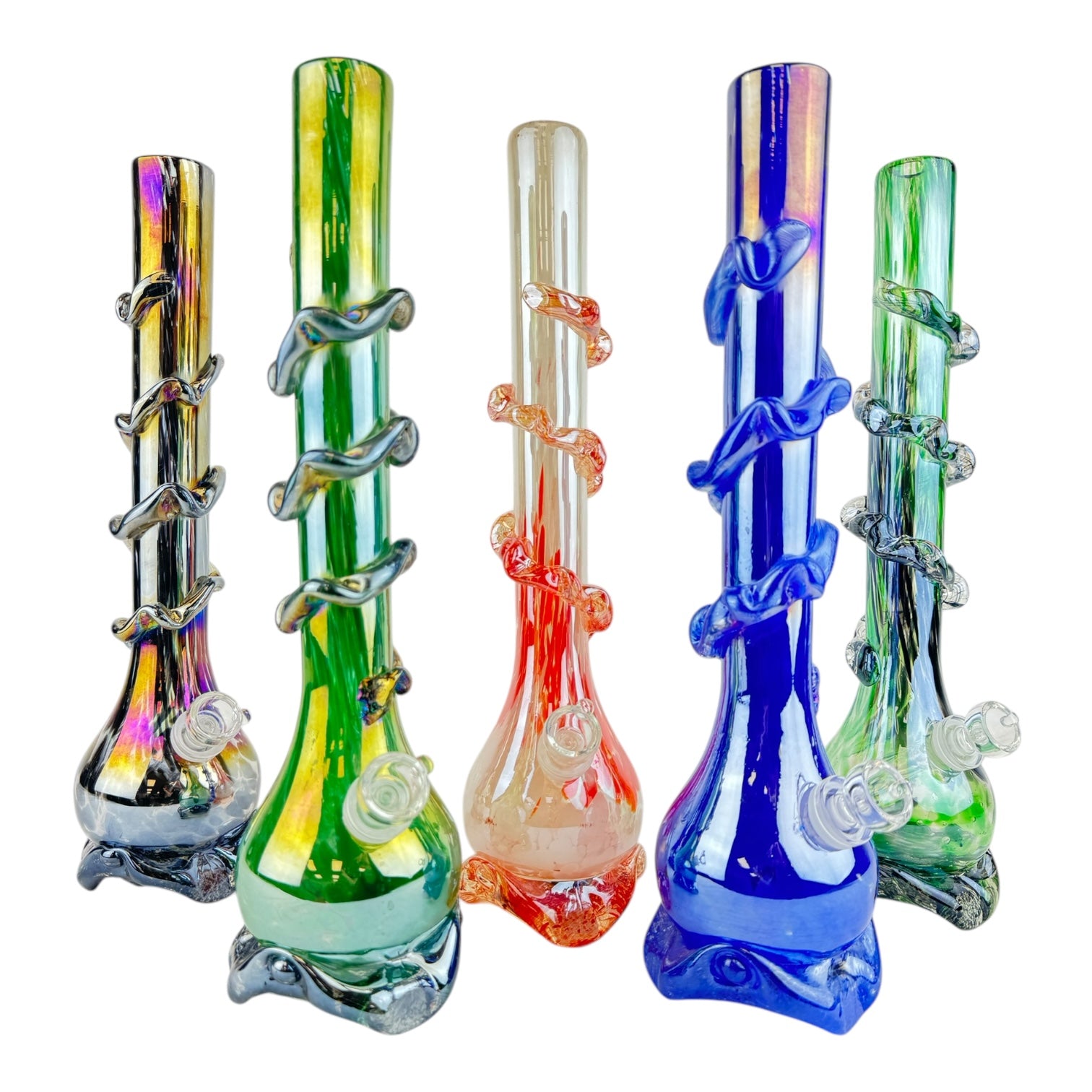 15" Chrome Twist Soft Glass Beaker Water Pipe