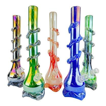 15" Chrome Twist Soft Glass Beaker Water Pipe
