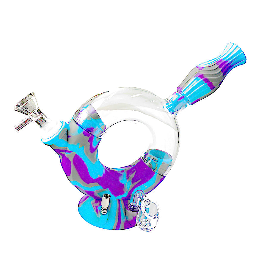 11" 4-IN-1 Silicone Glass Water Pipe - Assorted Colors / Design