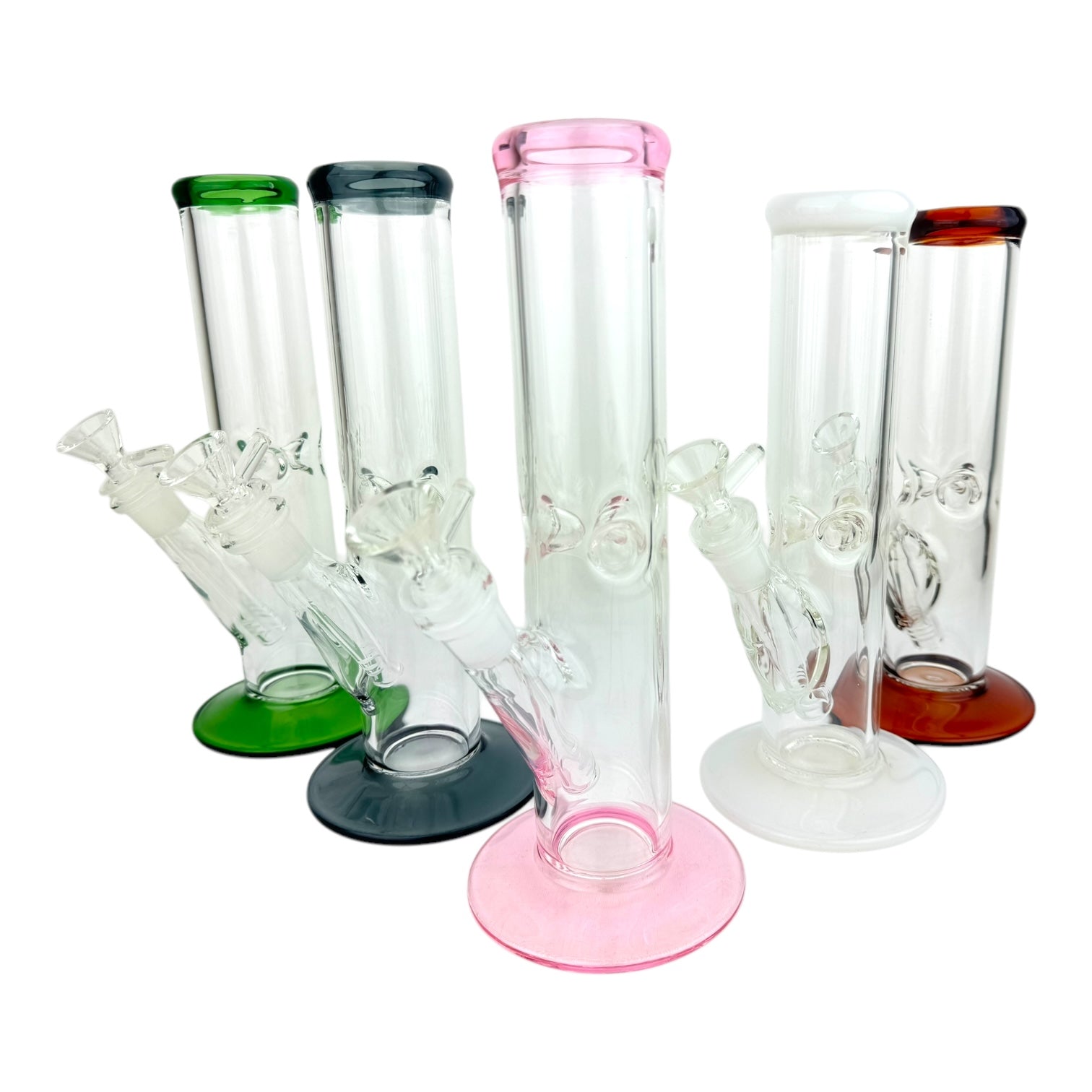 10" Clear Color Straight Tube Ice Catcher Glass Water Pipe