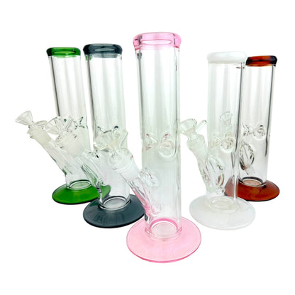 10" Clear Color Straight Tube Ice Catcher Glass Water Pipe