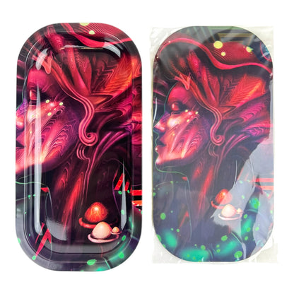 3D Small Metal Rolling Tray With Magnetic Lid 8" X 4"